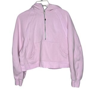Lululemon Cropped Half Zip Scuba Hoodie Sweatshirt In Strawberry Milkshake. M/L.